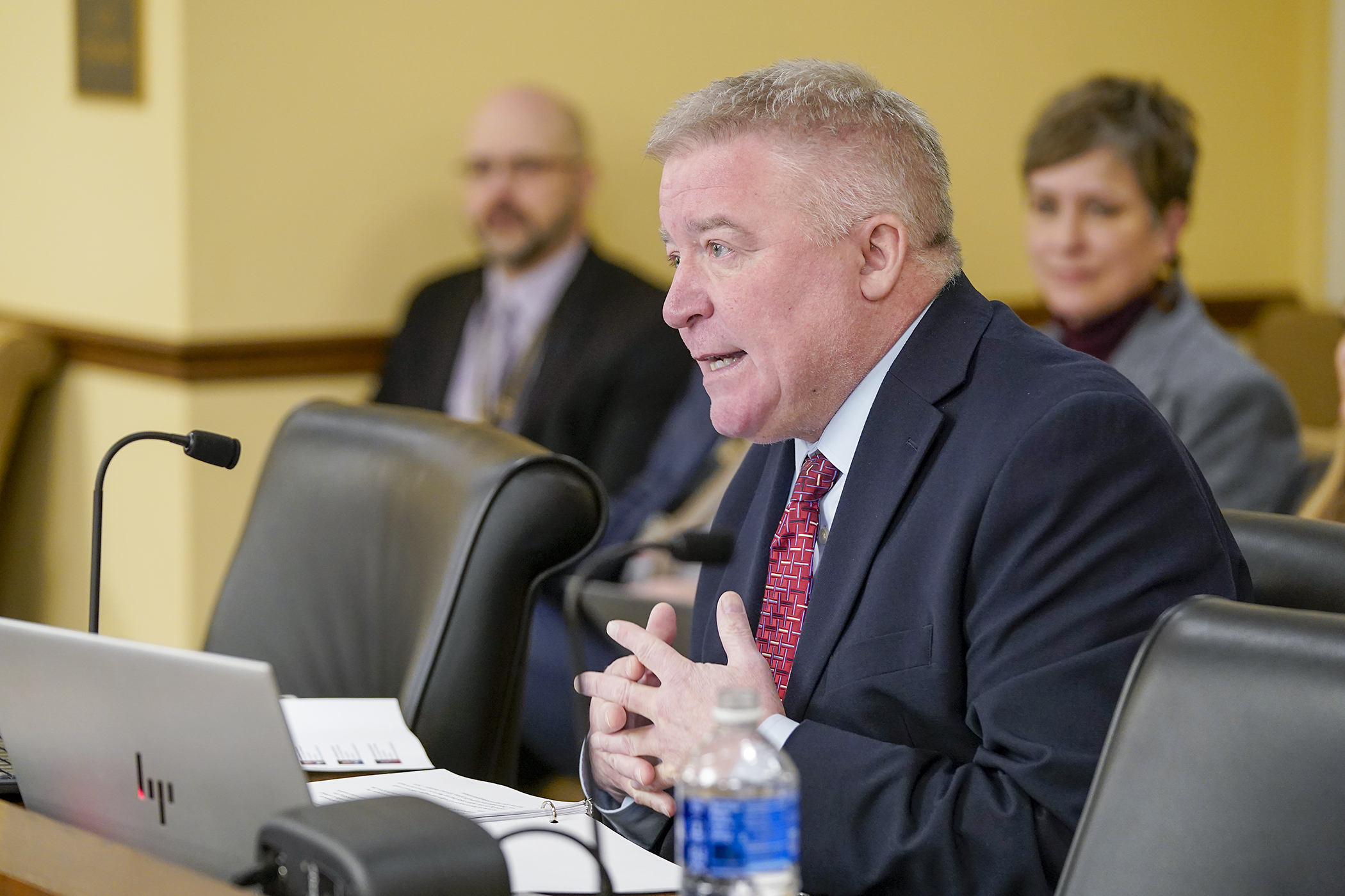 State Court Administrator Jeff Shorba presents a judicial branch overview and budget request to the House Judiciary Finance and Civil Law Committee Tuesday. (Photo by Michele Jokinen)