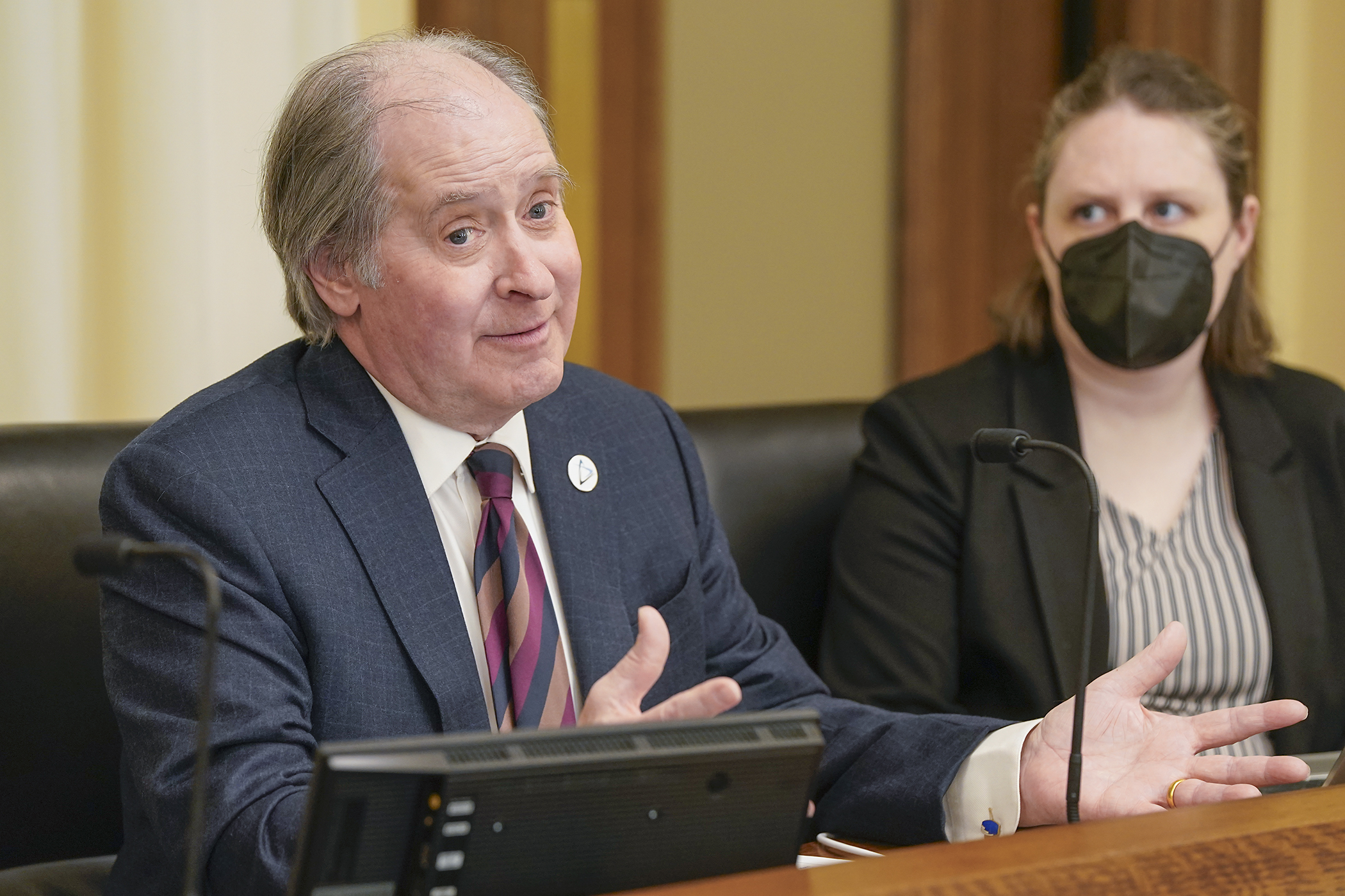 Metropolitan Council Chair Charlie Zelle answers a question from a member of the House Transportation Finance and Policy Committee Feb. 10. (Photo by Michele Jokinen)